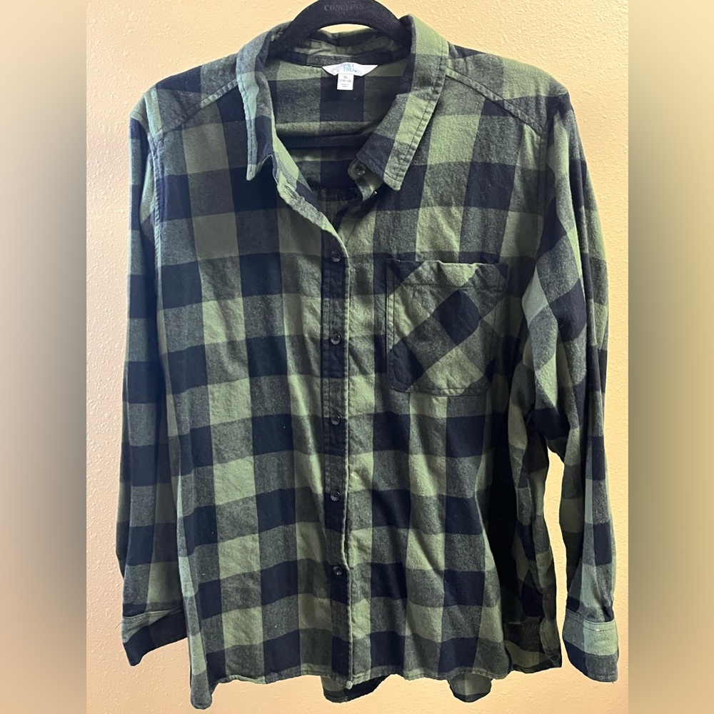 Dark Olive Plaid Flannel Shirt and Tank Top - Picture 3 of 7